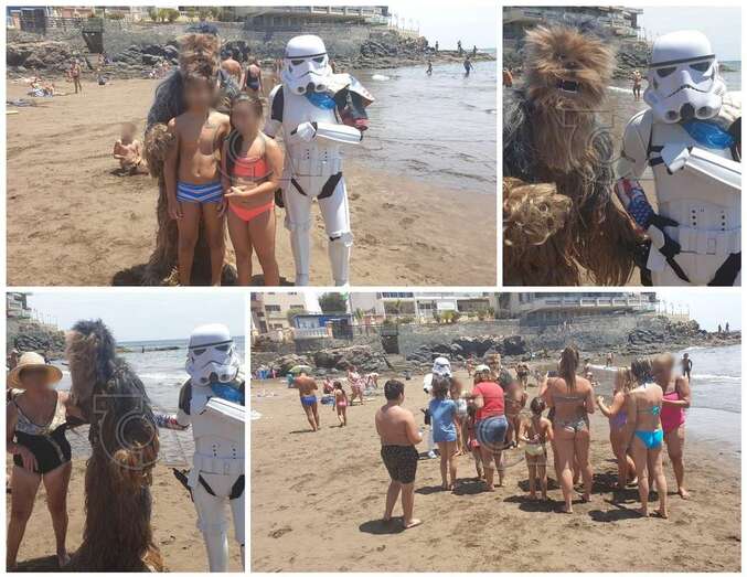 Sesión de fotos en la playa de Salinetas con los dos personajes de la famosa película/TA.